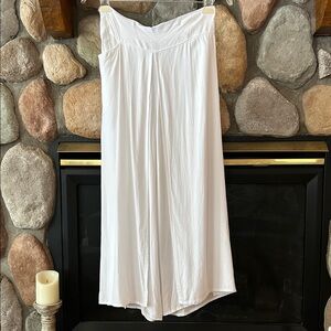 High Thai Women's White Flyaway Overlay Wide Leg Palazzo Pants, Size S-M